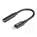 Boya iPhone 14 Plus  by-k3 audió adapter kábel (3.5mm jack aljzat - lightning, 6cm) fekete
