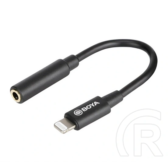 Boya iPhone 14 Plus  by-k3 audió adapter kábel (3.5mm jack aljzat - lightning, 6cm) fekete
