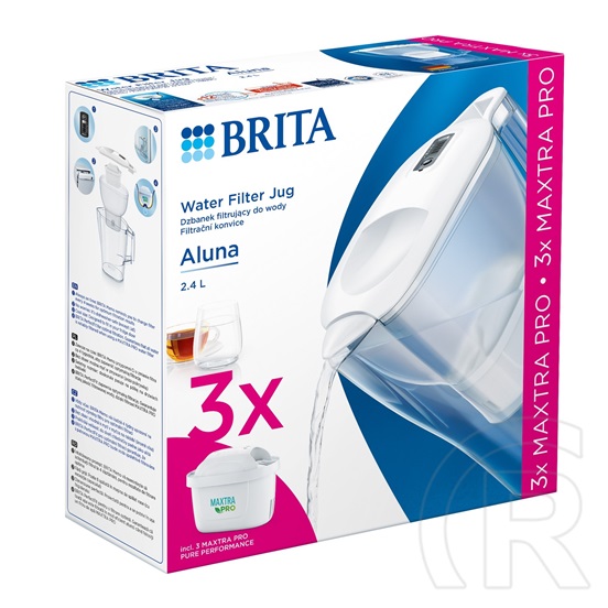 Brita Aluna vízszűrő kancsó kezdőcsomag (fehér, 2,4 L) +3 db Maxtra Pro szűrő patron