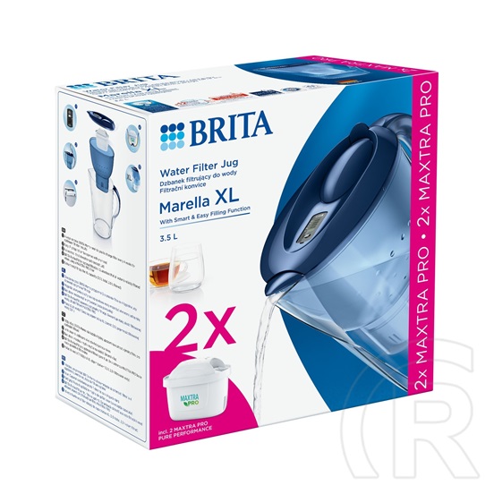Brita Marella vízszűrő kancsó kezdőcsomag (kék, 3,5 L) +2 db Maxtra Pro szűrő patron