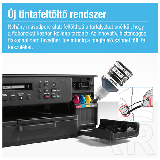 Brother DCP-T530W nyomtató (multifunkciós, színes, tintasugaras, duplex, A4, WiFi/USB, 16 lap/perc, 128MB)