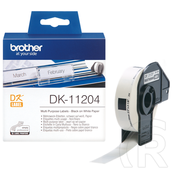 Brother címke DK-11204 (17 mm x 54 mm, elővágott, fehér alapon fekete, 400 db)