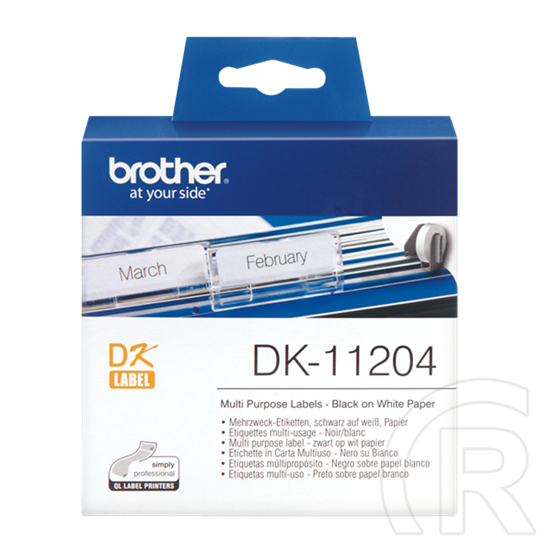 Brother címke DK-11204 (17 mm x 54 mm, elővágott, fehér alapon fekete, 400 db)