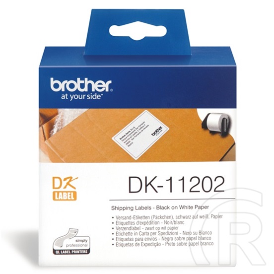 Brother etikett DK-11202 (62 mm x 100 mm, elővágott, papír, direkt termál, öntapadó, fehér alapon fekete, 300 db)