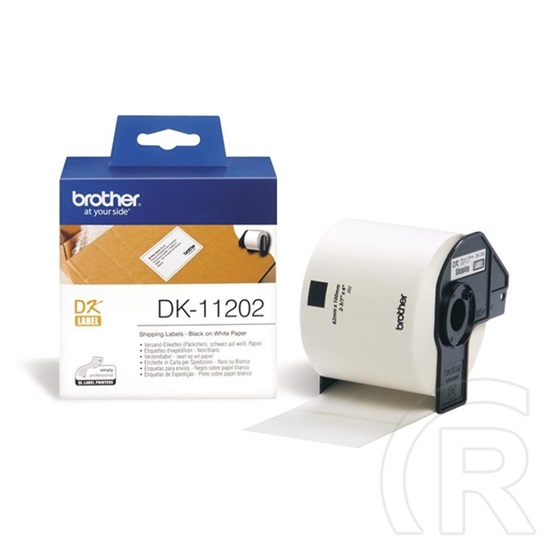 Brother etikett DK-11202 (62 mm x 100 mm, elővágott, papír, direkt termál, öntapadó, fehér alapon fekete, 300 db)