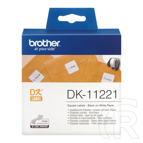 Brother etikett címke DK-11221 (23 x 23 mm, négyzet alakú, elővágott, papír, 1000 db, fehér alapon fekete)