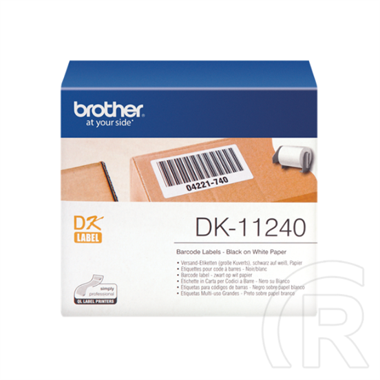Brother etikett címke DK-11240 (102 mm x 51 mm, elővágott, direkt termál, papír, 600 db, fehér alapon fekete)