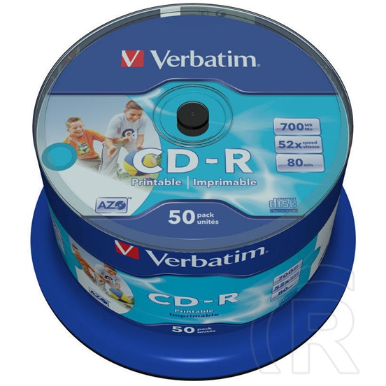 CD ROM Verbatim CD-R80 52x Cakebox x50 nyomtatható "no-ID"