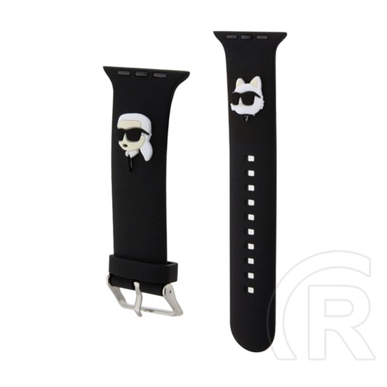 CG Mobile Apple Watch Series 5 40mm  Karl Lagerfeld karl and choupette head pótszíj ( kicsi, szilikon, fém csat) fekete