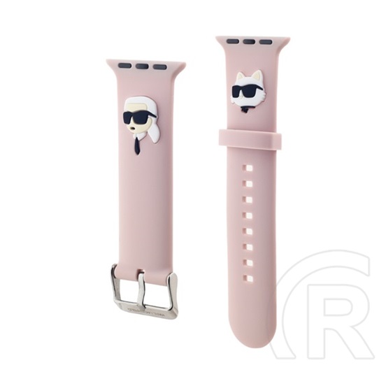 CG Mobile Apple Watch Series 5 40mm Karl Lagerfeld karl and choupette pótszíj ( kicsi, szilikon, fém csat) rózsaszín