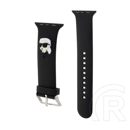CG Mobile Apple Watch Series 5 44mm Karl Lagerfeld karl head nft pótszíj (egyedi méret, nagy, szilikon, fém csat) fekete