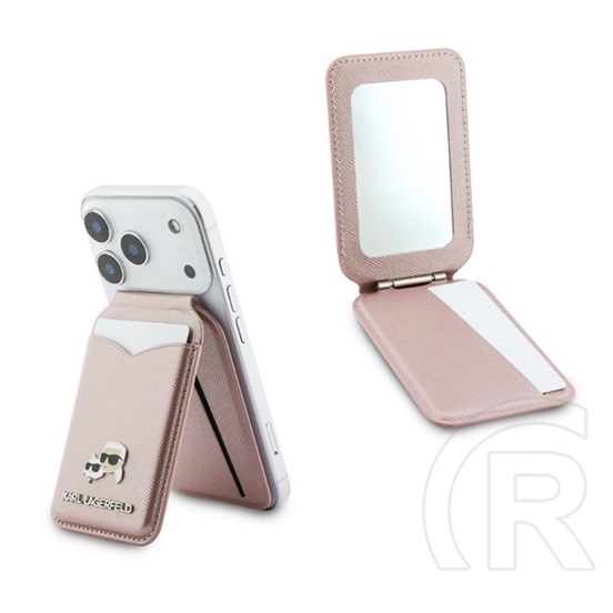 CG Mobile Apple iPhone 12  karl lagerfeld mirror kártyatartó (kitámasztó, tükör, magsafe) rózsaszín