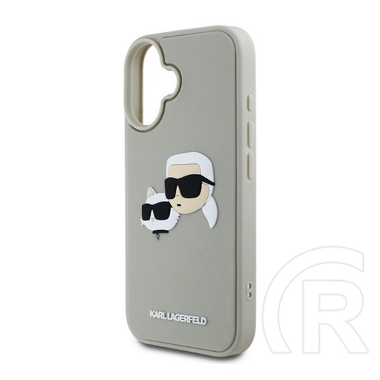 CG Mobile Apple iPhone 16 Karl Lagerfeld 3d rubber double heads szilikon telefonvédő (ütésállóság, 3d) bézs