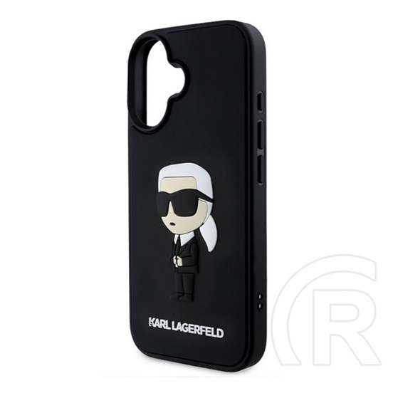 CG Mobile Apple iPhone 16 Karl Lagerfeld 3d rubber ikonik szilikon telefonvédő (ütésállóság, 3d) fekete