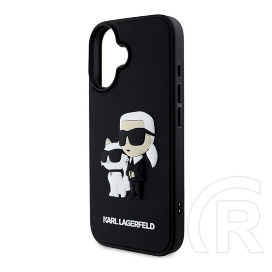 CG Mobile Apple iPhone 16 Karl Lagerfeld 3d rubber karl and choupette szilikon telefonvédő (ütésállóság, 3d) fekete