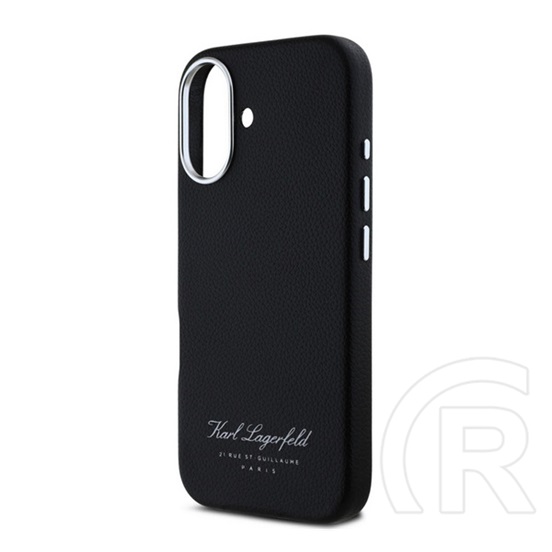 CG Mobile Apple iPhone 16 Karl Lagerfeld grained pu hotel rsg szilikon védő (ütésállóság, bőr hatású hátlap) fekete