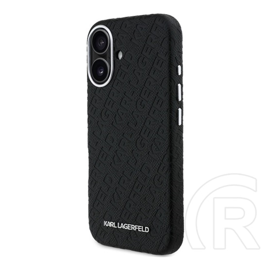 CG Mobile Apple iPhone 16 Karl Lagerfeld grained pu repeated logo magsafe  (ütésálló, bőr hatás hátlap, magsafe) fekete