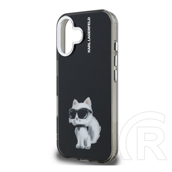 CG Mobile Apple iPhone 16 Karl Lagerfeld iml aquarelle choupette szilikon telefonvédő (ütésállóság, kameravédő) fekete