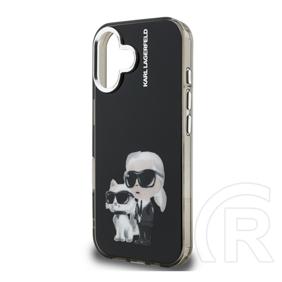 CG Mobile Apple iPhone 16 Karl Lagerfeld iml aquarelle karl and choupette szilikon védő (ütésállóság, kameravédő) fekete