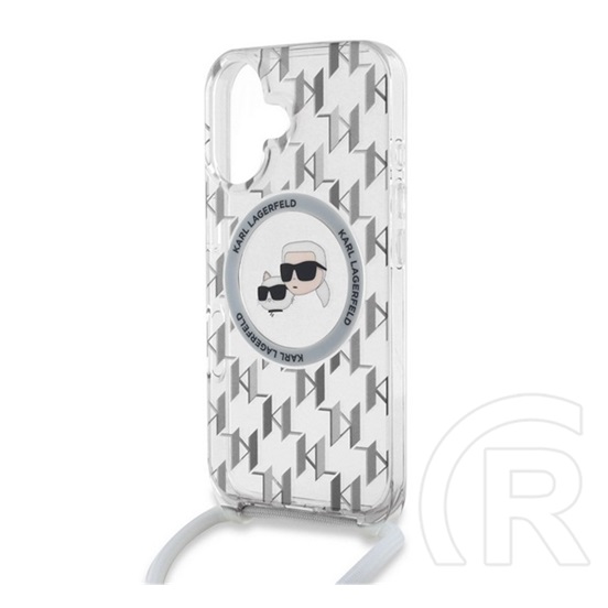 CG Mobile Apple iPhone 16 Karl Lagerfeld iml monogram crossbody k&ch heads (ütésálló, magsafe, nyakpánt) átlátszó