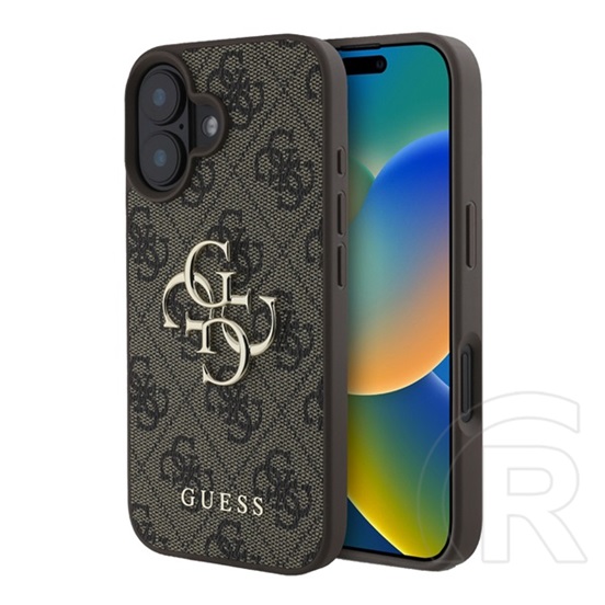 CG Mobile Apple iPhone 16 Plus guess 4g big logo szilikon telefonvédő (ütésállóság, bőr hatású hátlap) sötétbarna
