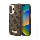 CG Mobile Apple iPhone 16 Plus guess 4g logo plate szilikon telefonvédő (textil hátlap, magsafe) világosbarna