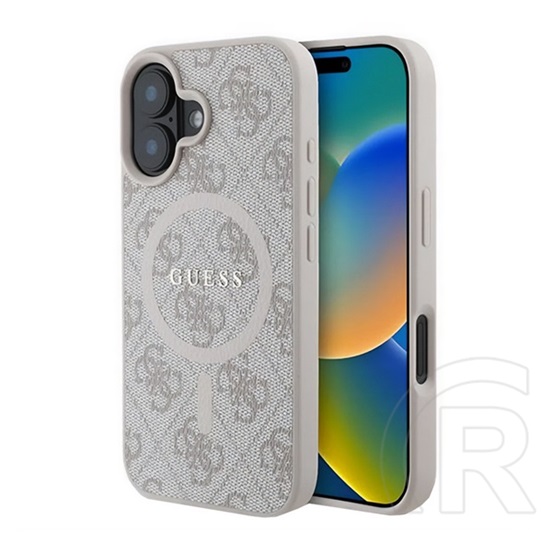 CG Mobile Apple iPhone 16 Plus guess 4g ring classic logo szilikon védő (ütésállóság, textil hátlap, magsafe) rózsaszín