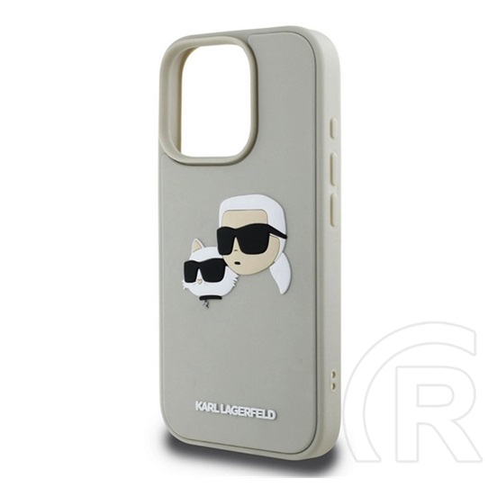 CG Mobile Apple iPhone 16 Pro Karl Lagerfeld 3d rubber double heads szilikon telefonvédő (ütésállóság, 3d) bézs
