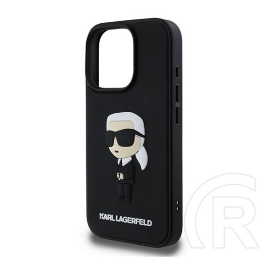 CG Mobile Apple iPhone 16 Pro Karl Lagerfeld 3d rubber ikonik szilikon telefonvédő (ütésállóság, 3d) fekete