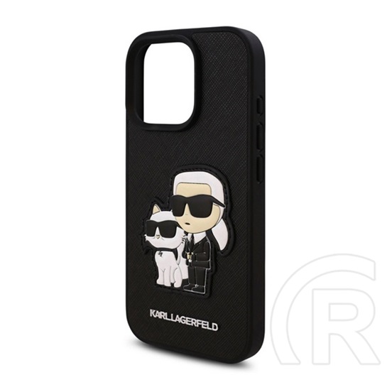 CG Mobile Apple iPhone 16 Pro Karl Lagerfeld pu saffiano karl and choupette  (ütésálló, bőr hatás hátlap, 3d) fekete