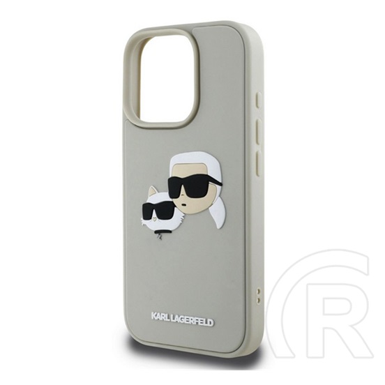 CG Mobile Apple iPhone 16 Pro Max Karl Lagerfeld 3d rubber double heads szilikon telefonvédő (ütésállóság, 3d) bézs
