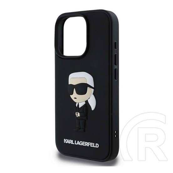 CG Mobile Apple iPhone 16 Pro Max Karl Lagerfeld 3d rubber ikonik szilikon telefonvédő (ütésállóság, 3d) fekete