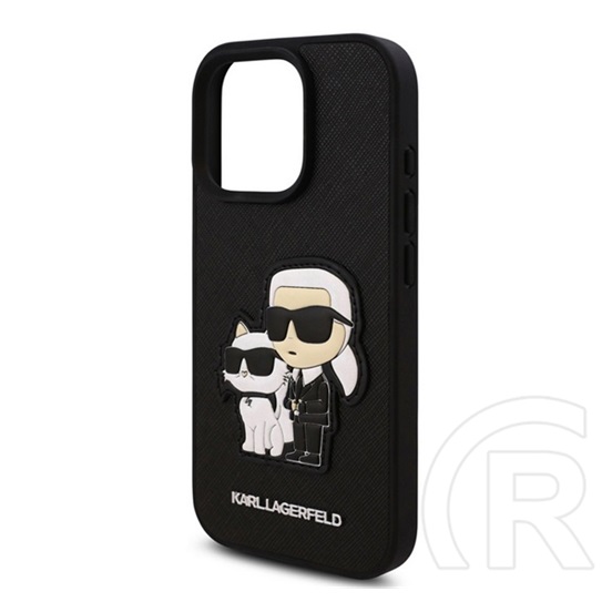 CG Mobile Apple iPhone 16 Pro Max Karl Lagerfeld pu saffiano karl and choupette  (ütésálló, bőr hatás hátlap, 3d) fekete