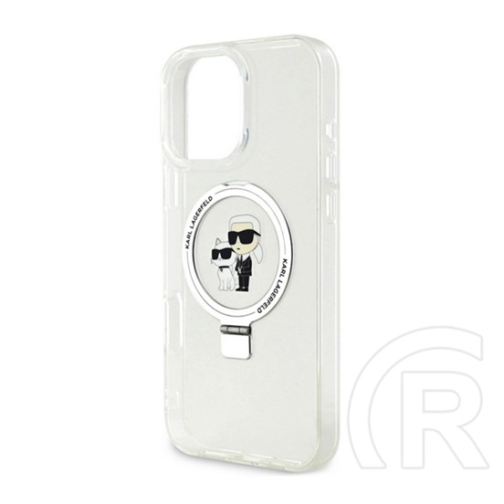 CG Mobile Apple iPhone 16 Pro Max Karl Lagerfeld ringstand karl and choupette (ütésálló, magsafe, kitámasztó) fehér