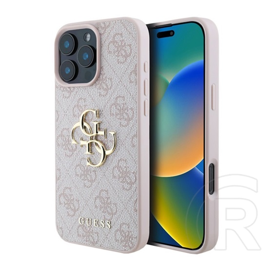 CG Mobile Apple iPhone 16 Pro Max guess 4g big logo szilikon telefonvédő (ütésállóság, bőr hatású hátlap) rózsaszín