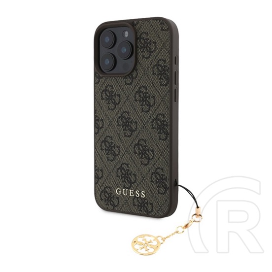 CG Mobile Apple iPhone 16 Pro Max guess 4g charms műanyag telefonvédő (textil hátlap, telefondísz) barna