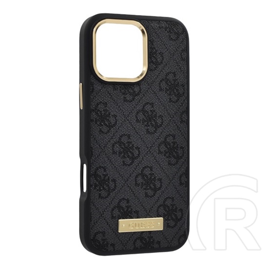 CG Mobile Apple iPhone 16 Pro Max guess 4g logo plate szilikon telefonvédő (textil hátlap, magsafe) fekete