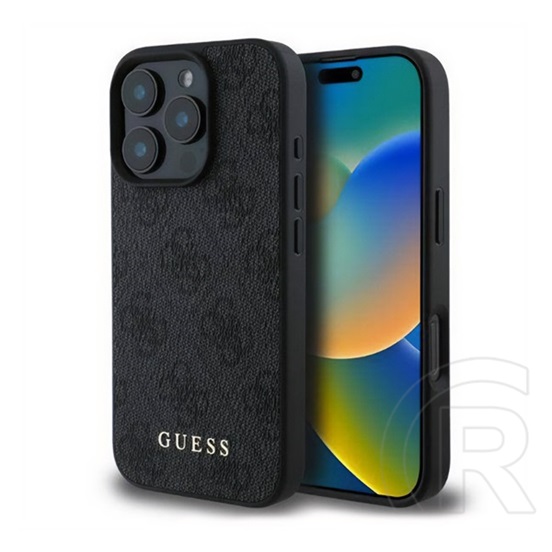 CG Mobile Apple iPhone 16 Pro Max guess 4g metal gold logo műanyag telefonvédő (textil hátlap) fekete