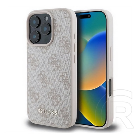 CG Mobile Apple iPhone 16 Pro Max guess 4g metal gold logo műanyag telefonvédő (textil hátlap) rózsaszín