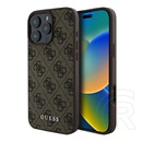 CG Mobile Apple iPhone 16 Pro Max guess 4g metal gold logo műanyag telefonvédő (textil hátlap) sötétbarna