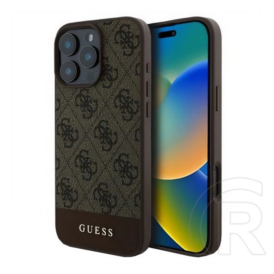 CG Mobile Apple iPhone 16 Pro Max guess 4g stripe műanyag telefonvédő (textil hátlap) világosbarna
