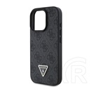 CG Mobile Apple iPhone 16 Pro Max guess pu 4g strass triangle metal logo védő (ütésálló, bőr hatású hátlap) fekete