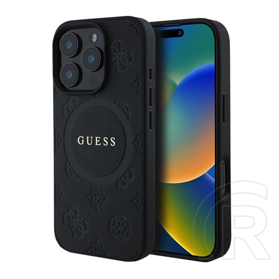 CG Mobile Apple iPhone 16 Pro Max guess saffiano peony classic logo szilikon védő (ütésálló, bőr hatású, magsafe) fekete