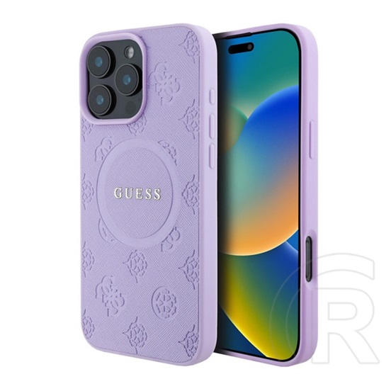 CG Mobile Apple iPhone 16 Pro Max guess saffiano peony classic logo szilikon védő (ütésálló, bőr hatású, magsafe) lila