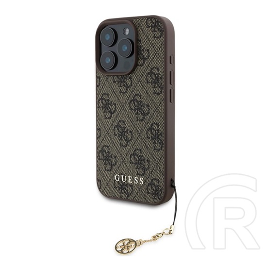 CG Mobile Apple iPhone 16 Pro guess 4g charms műanyag telefonvédő (textil hátlap, telefondísz) barna