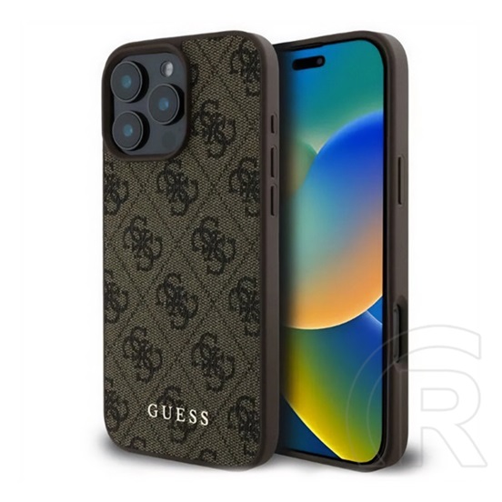 CG Mobile Apple iPhone 16 Pro guess 4g metal gold logo műanyag telefonvédő (textil hátlap) sötétbarna