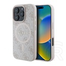 CG Mobile Apple iPhone 16 Pro guess 4g ring classic logo szilikon védő (ütésállóság, textil hátlap, magsafe) rózsaszín