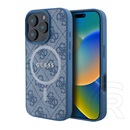CG Mobile Apple iPhone 16 Pro guess 4g ring classic logo szilikon védő (ütésállóság, textil hátlap, magsafe) világoskék