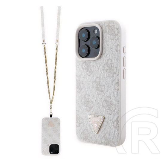 CG Mobile Apple iPhone 16 Pro guess crossbody szilikon telefonvédő (ütésállóság, bőr hatású hátlap + vállpánt) rózsaszín