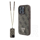 CG Mobile Apple iPhone 16 Pro guess crossbody szilikon védő (ütésállóság, bőr hatású hátlap + vállpánt) sötétbarna
